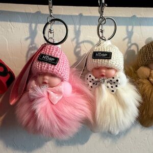 Adorable Plush sleeping Baby Doll Keychain Red, Pink, White, purple or Brown